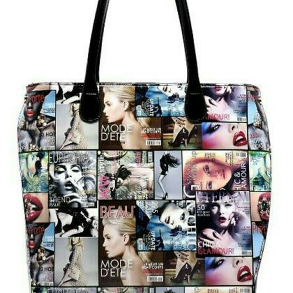 Glossy Magazine Cover Collage Satchel - Picture 1 of 4